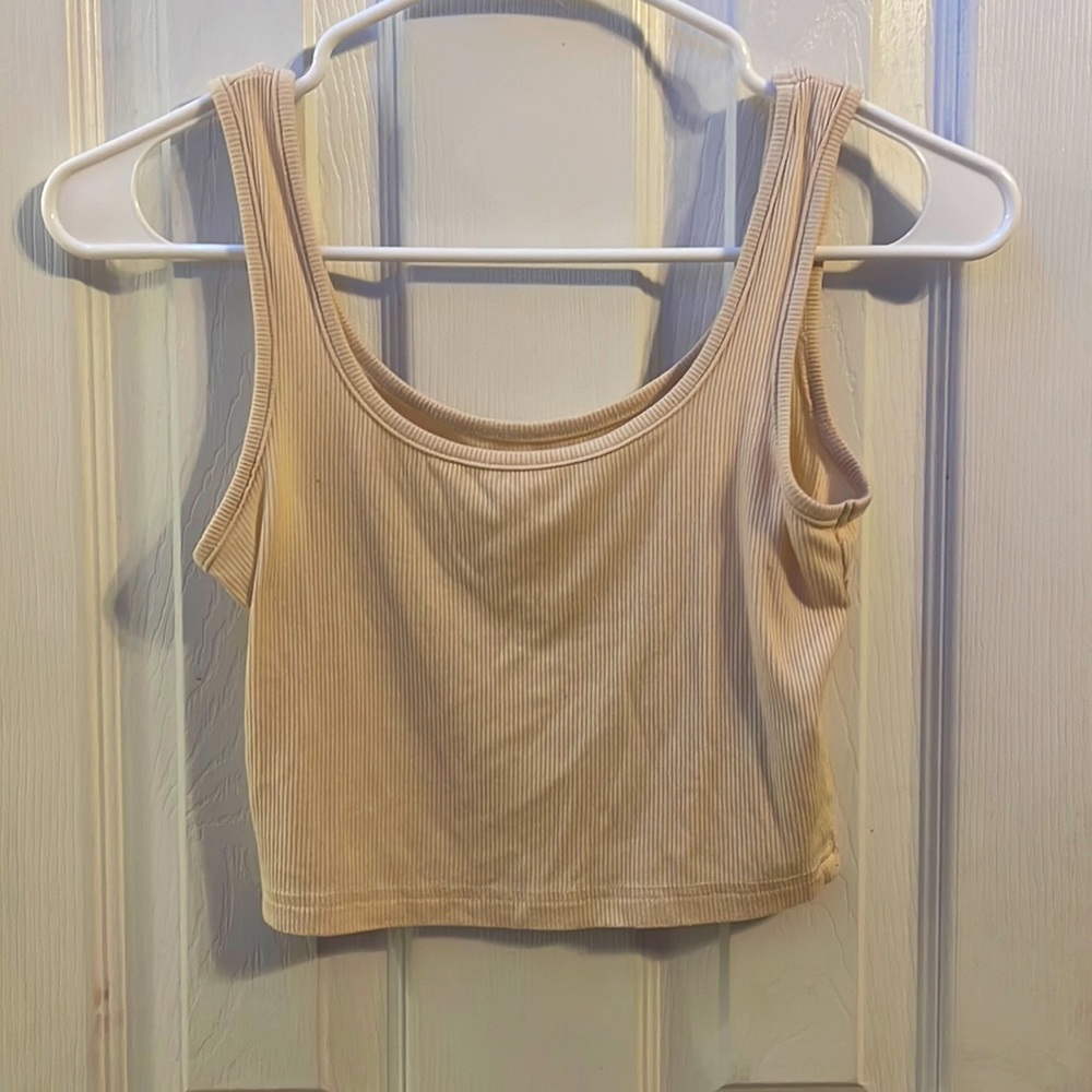 Cream ribbed crop top